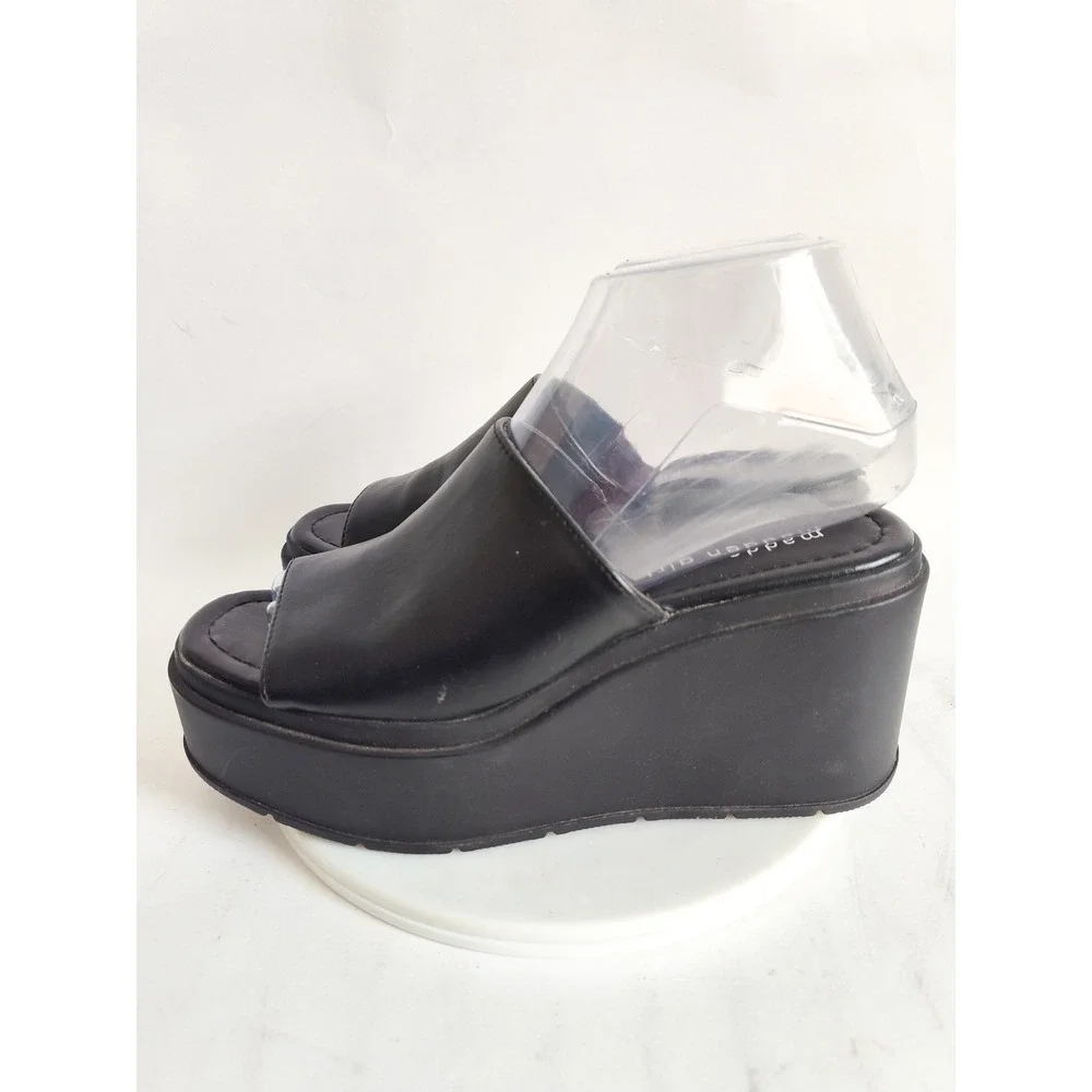 Madden Girl Slides Sandals 5.5 Platform Wedge Black Y2K Bratz Minimalist WIINDY